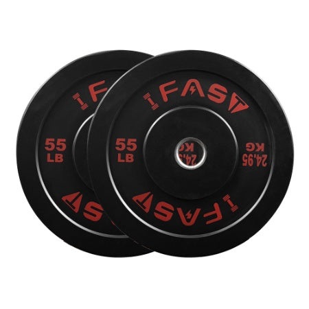 Olympic Rubber Bumper Weight Plates, 55LB Pair