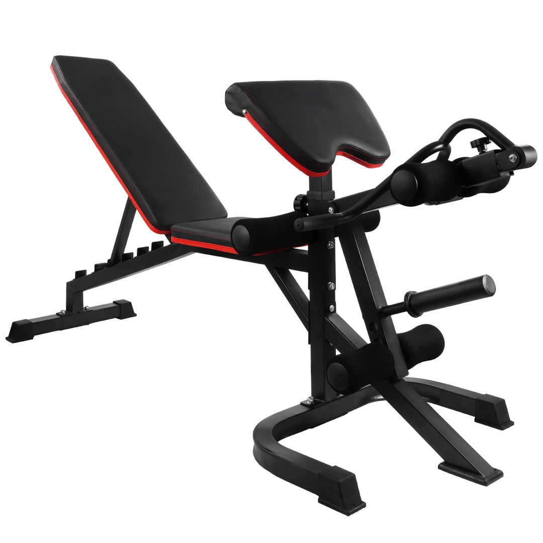 Adjustable Weight Bench Combo with Squat Rack & Leg Extension