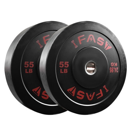 Olympic Rubber Bumper Weight Plates, 55LB Pair