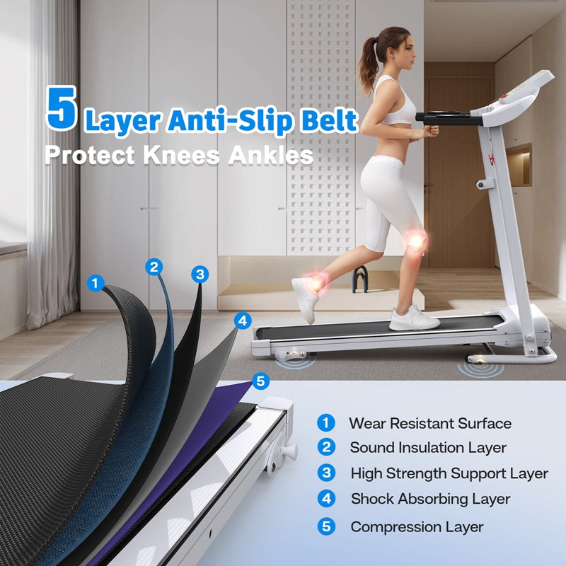 Folding Incline Treadmill 2.5HP with Bluetooth & Heart Rate Sensor