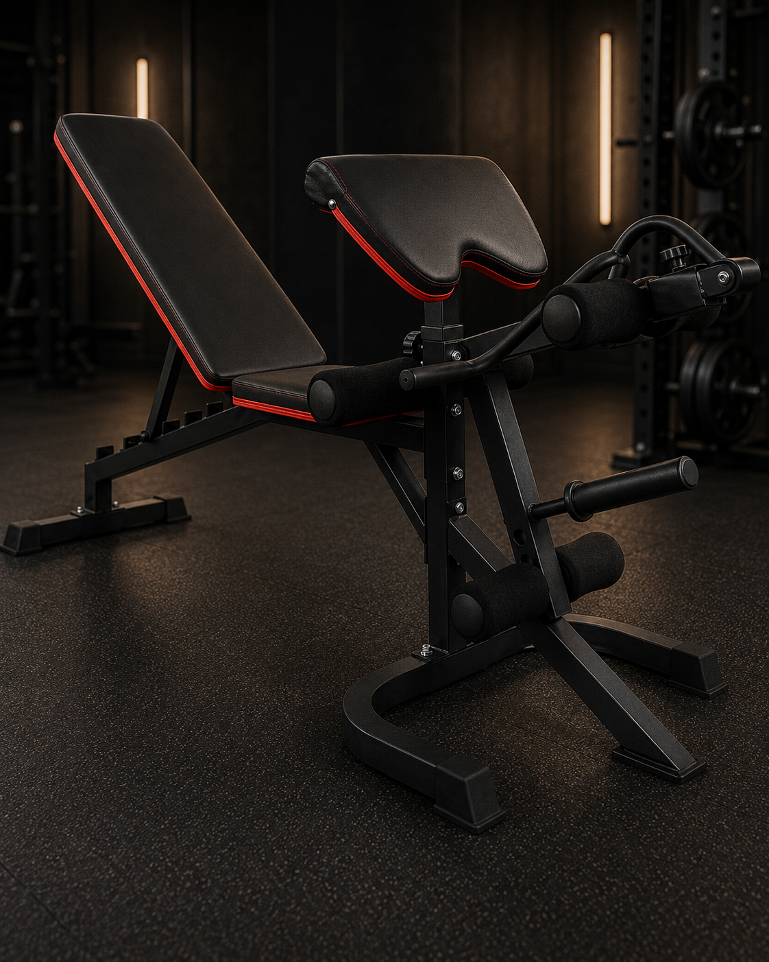Adjustable Weight Bench Combo with Squat Rack & Leg Extension