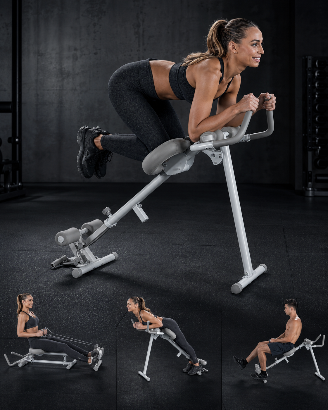 4-in-1 Home Gym Machine: Rowing, Leg Press & Ab Trainer