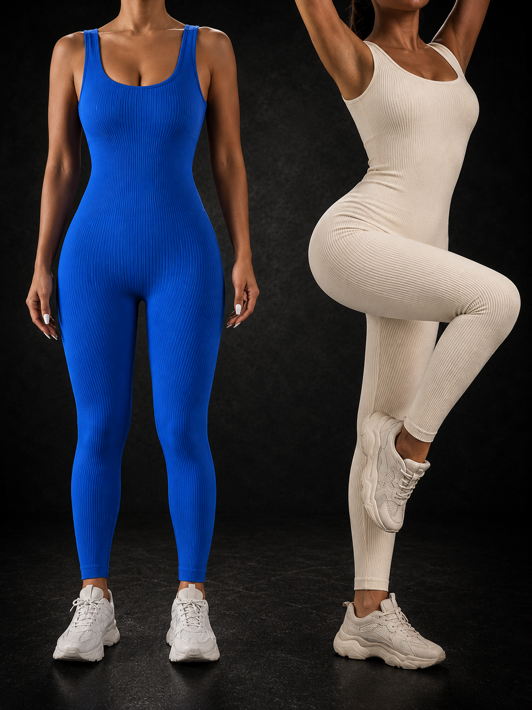 Women's Ribbed Seamless Jumpsuit, 2-Pack Activewear