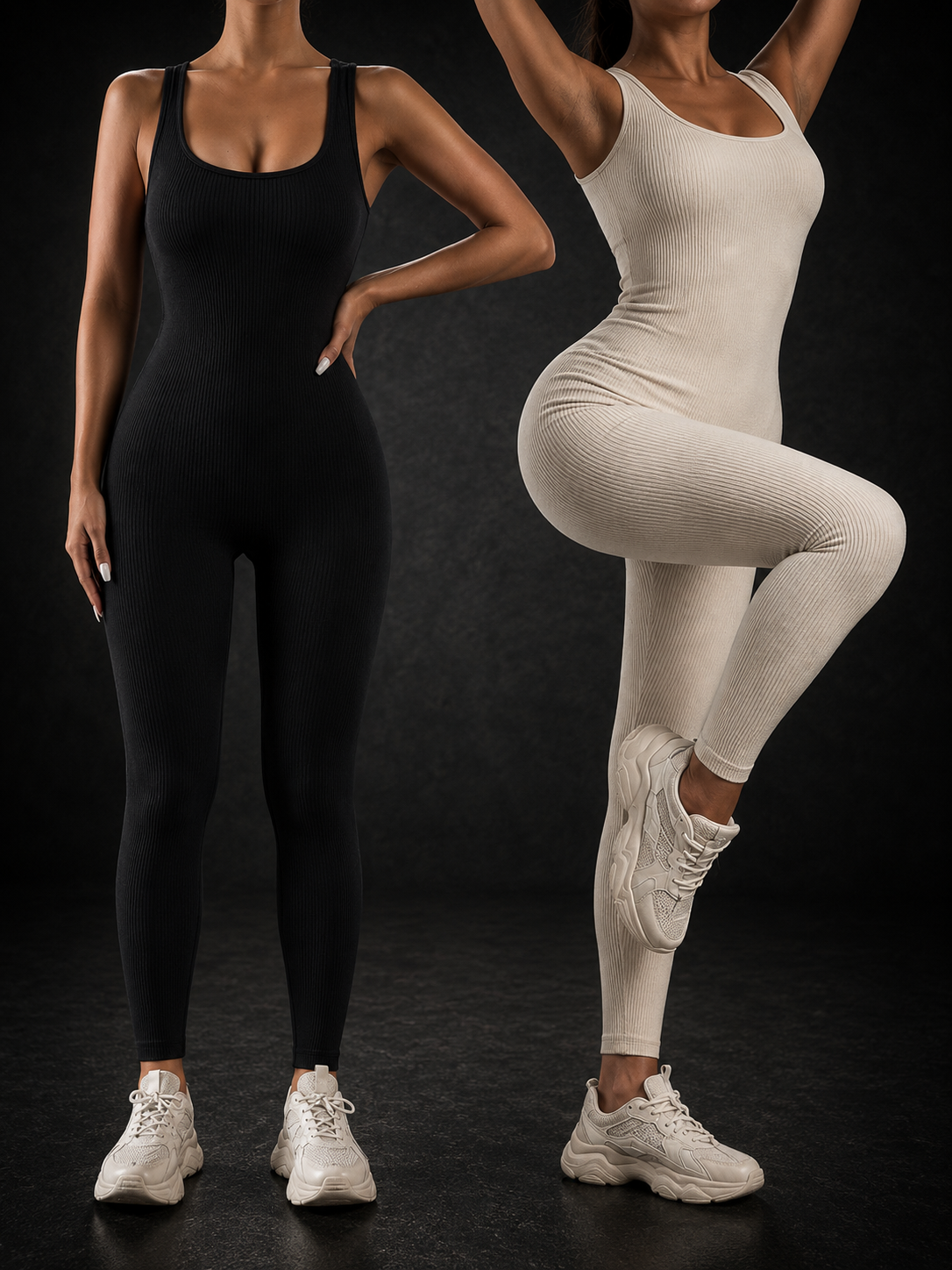 Women's Ribbed Seamless Jumpsuit, 2-Pack Activewear