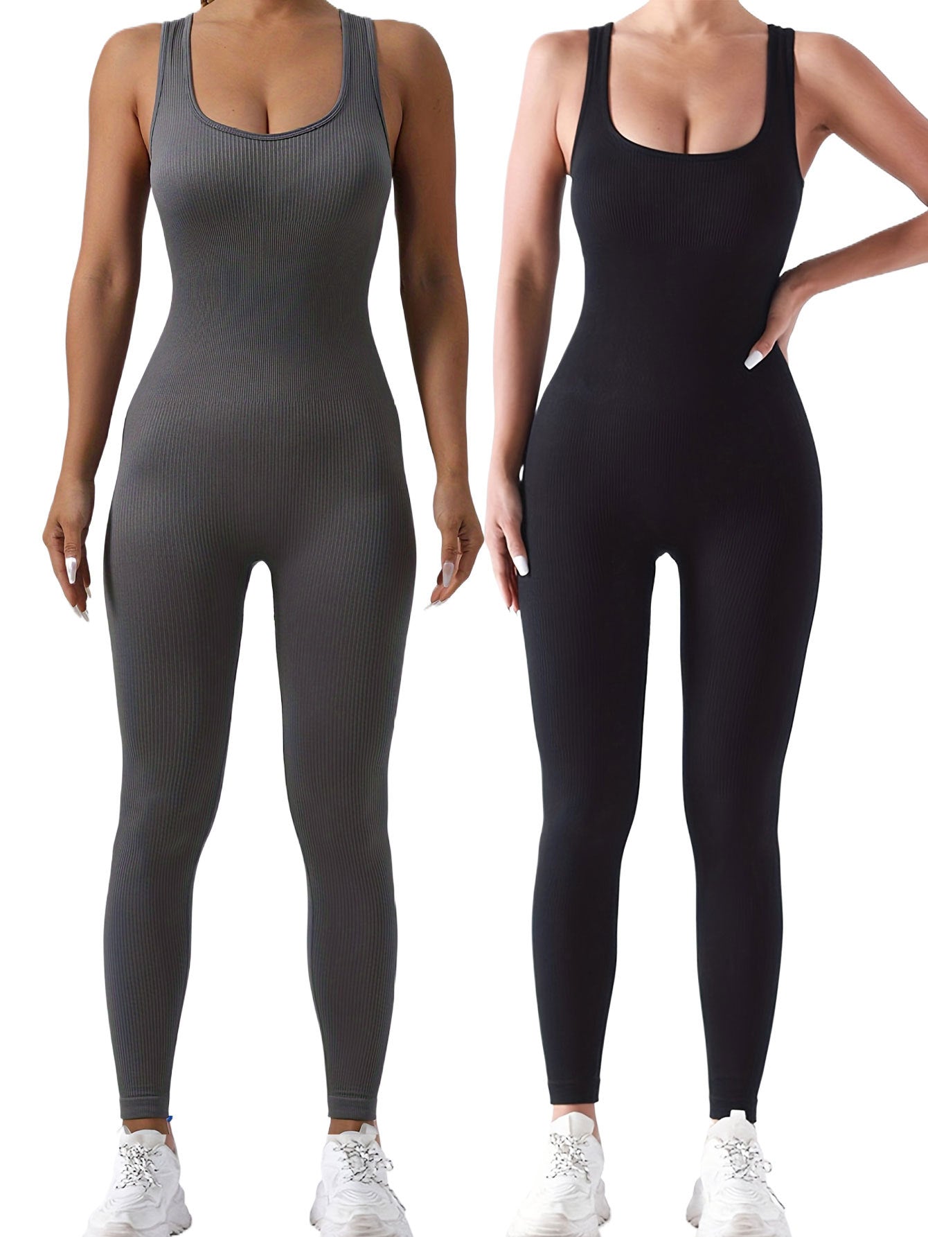 Women's Ribbed Seamless Jumpsuit, 2-Pack Activewear