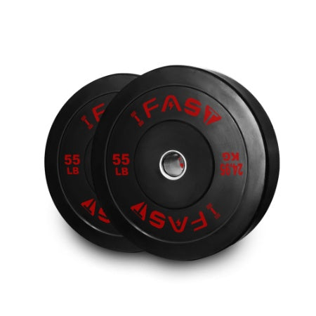 Olympic Rubber Bumper Weight Plates, 55LB Pair