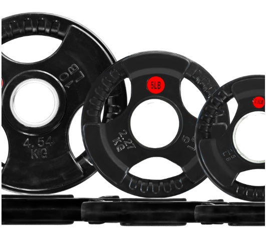 Rubber-Coated Cast Iron Weight Plates, Standard & Olympic