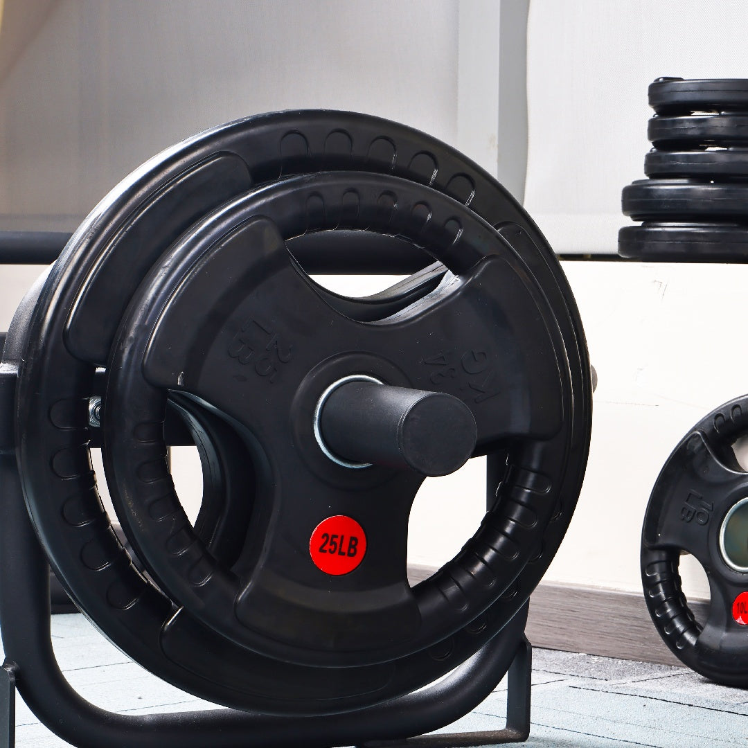 Rubber-Coated Cast Iron Weight Plates, Standard & Olympic